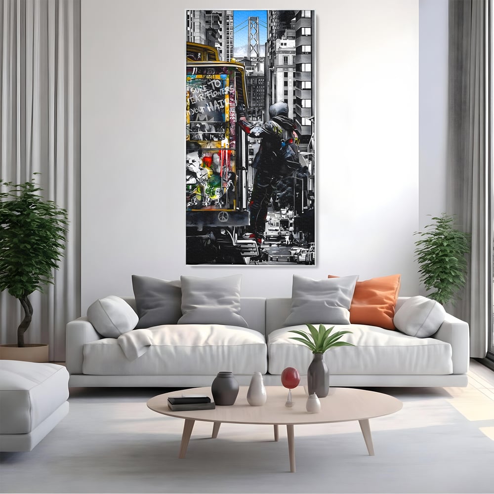 Tablou Canvas Premium LuxCanva® B1054, Calator prin oras , Decorativ, Living, Calator, San Francisco, Oras, Culori Vibrante