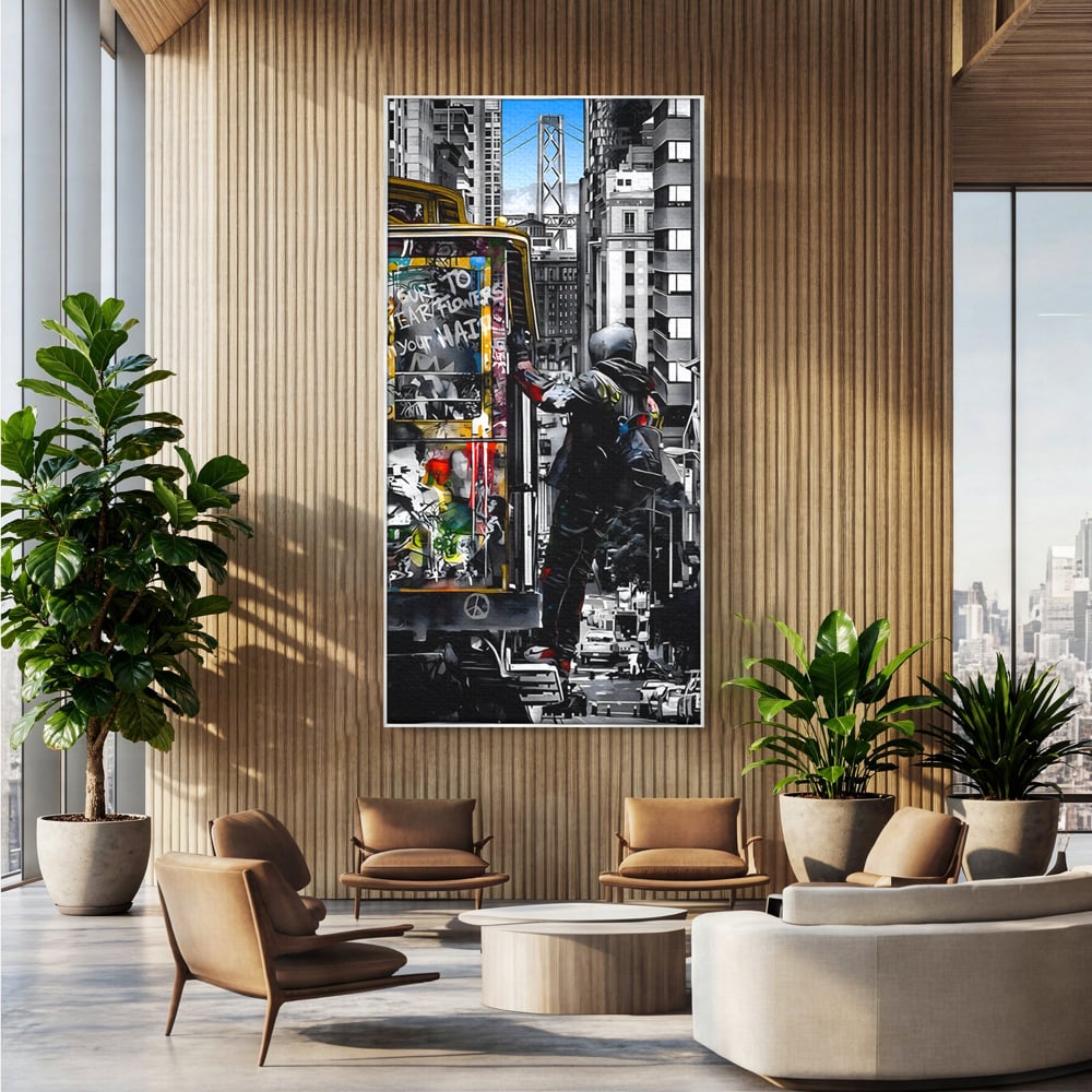 Tablou Canvas Premium LuxCanva® B1054, Calator prin oras , Decorativ, Living, Calator, San Francisco, Oras, Culori Vibrante