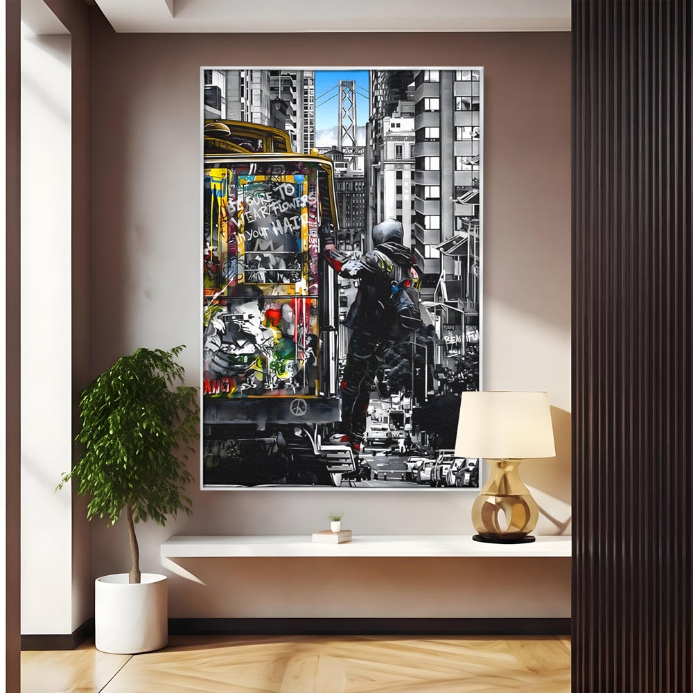 Tablou Canvas Premium LuxCanva® B1054, Calator prin oras , Decorativ, Living, Calator, San Francisco, Oras, Culori Vibrante