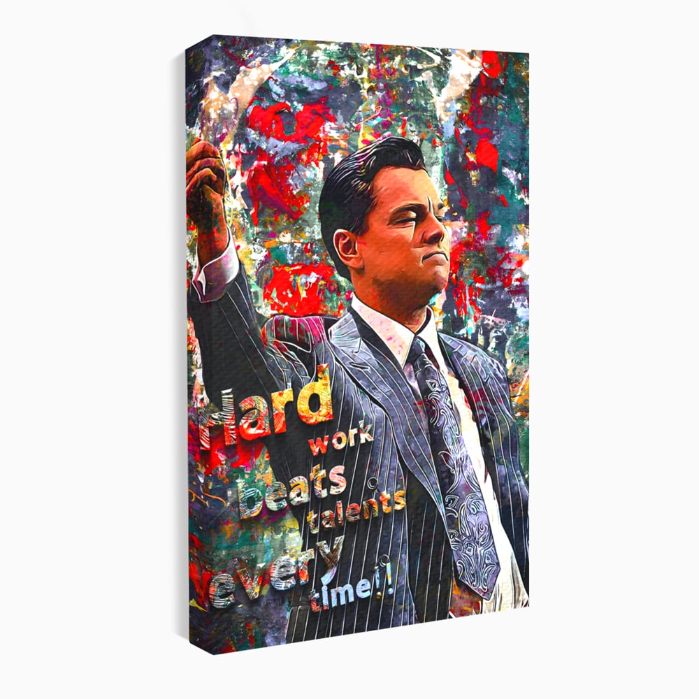 Tablou Canvas Premium LuxCanva® B1055, The Wolf of Wall Street , Decorativ, Living, Film, Bursa, Oscar, DiCaprio, Motivational, Culori Vibrante