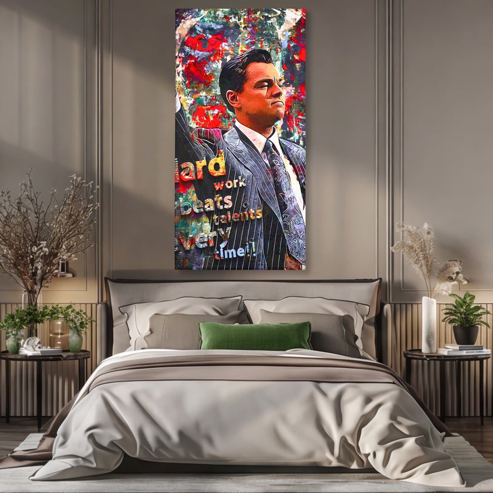 Tablou Canvas Premium LuxCanva® B1055, The Wolf of Wall Street , Decorativ, Living, Film, Bursa, Oscar, DiCaprio, Motivational, Culori Vibrante