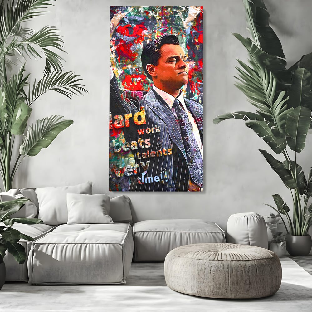 Tablou Canvas Premium LuxCanva® B1055, The Wolf of Wall Street , Decorativ, Living, Film, Bursa, Oscar, DiCaprio, Motivational, Culori Vibrante
