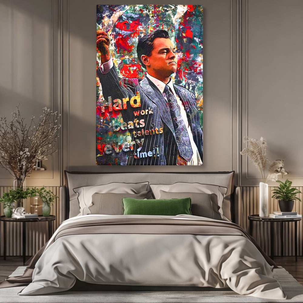 Tablou Canvas Premium LuxCanva® B1055, The Wolf of Wall Street , Decorativ, Living, Film, Bursa, Oscar, DiCaprio, Motivational, Culori Vibrante