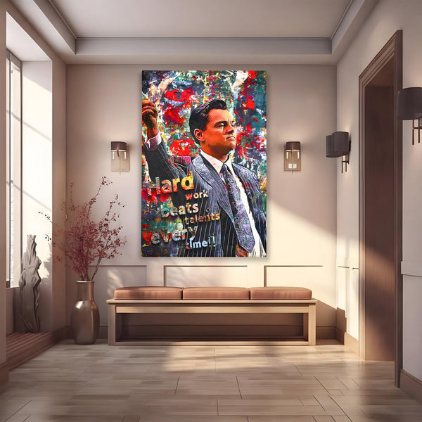 Tablou Canvas Premium LuxCanva® B1055, The Wolf of Wall Street , Decorativ, Living, Film, Bursa, Oscar, DiCaprio, Motivational, Culori Vibrante