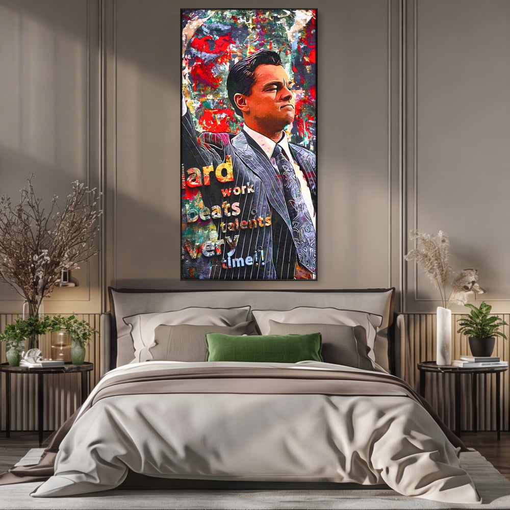 Tablou Canvas Premium LuxCanva® B1055, The Wolf of Wall Street , Decorativ, Living, Film, Bursa, Oscar, DiCaprio, Motivational, Culori Vibrante
