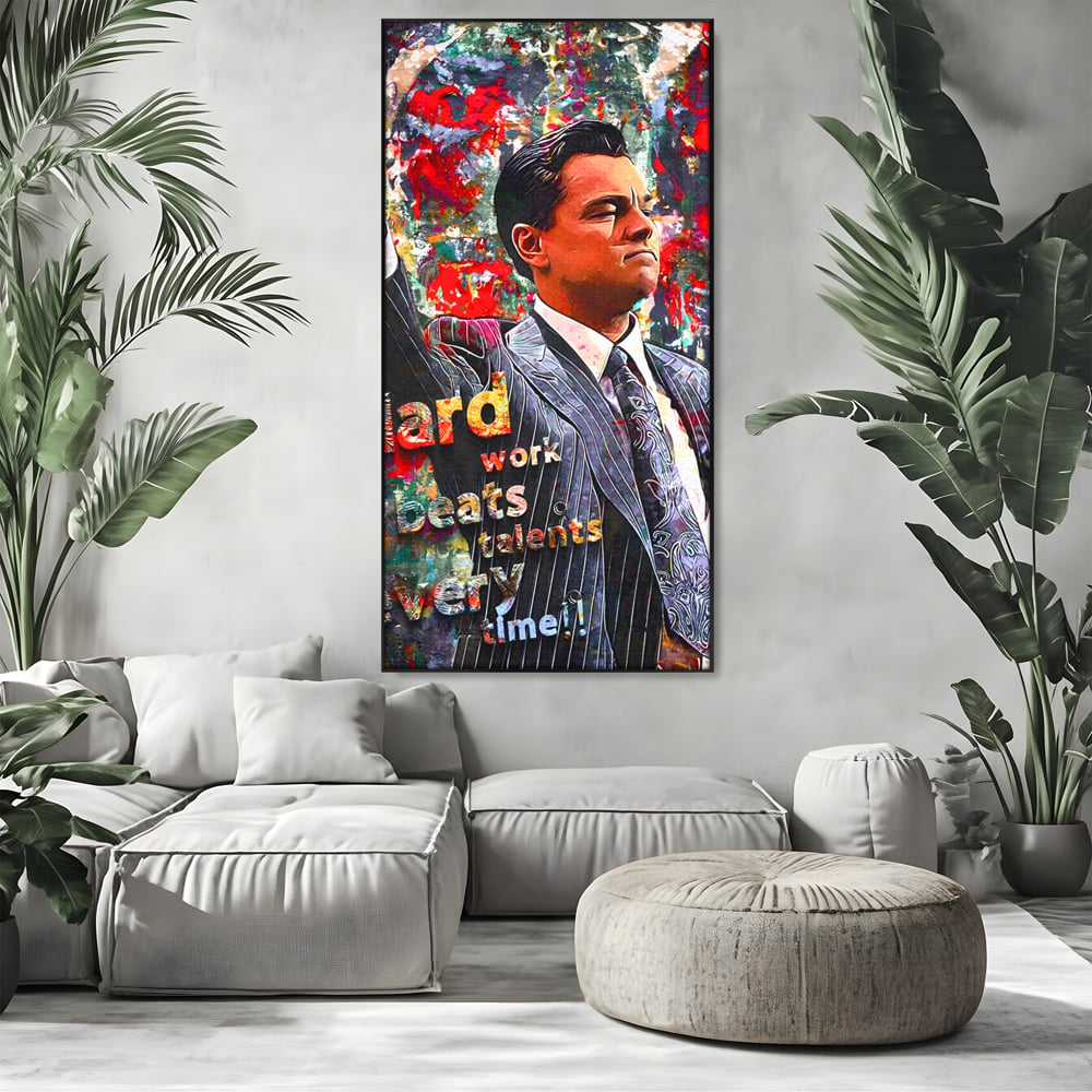 Tablou Canvas Premium LuxCanva® B1055, The Wolf of Wall Street , Decorativ, Living, Film, Bursa, Oscar, DiCaprio, Motivational, Culori Vibrante