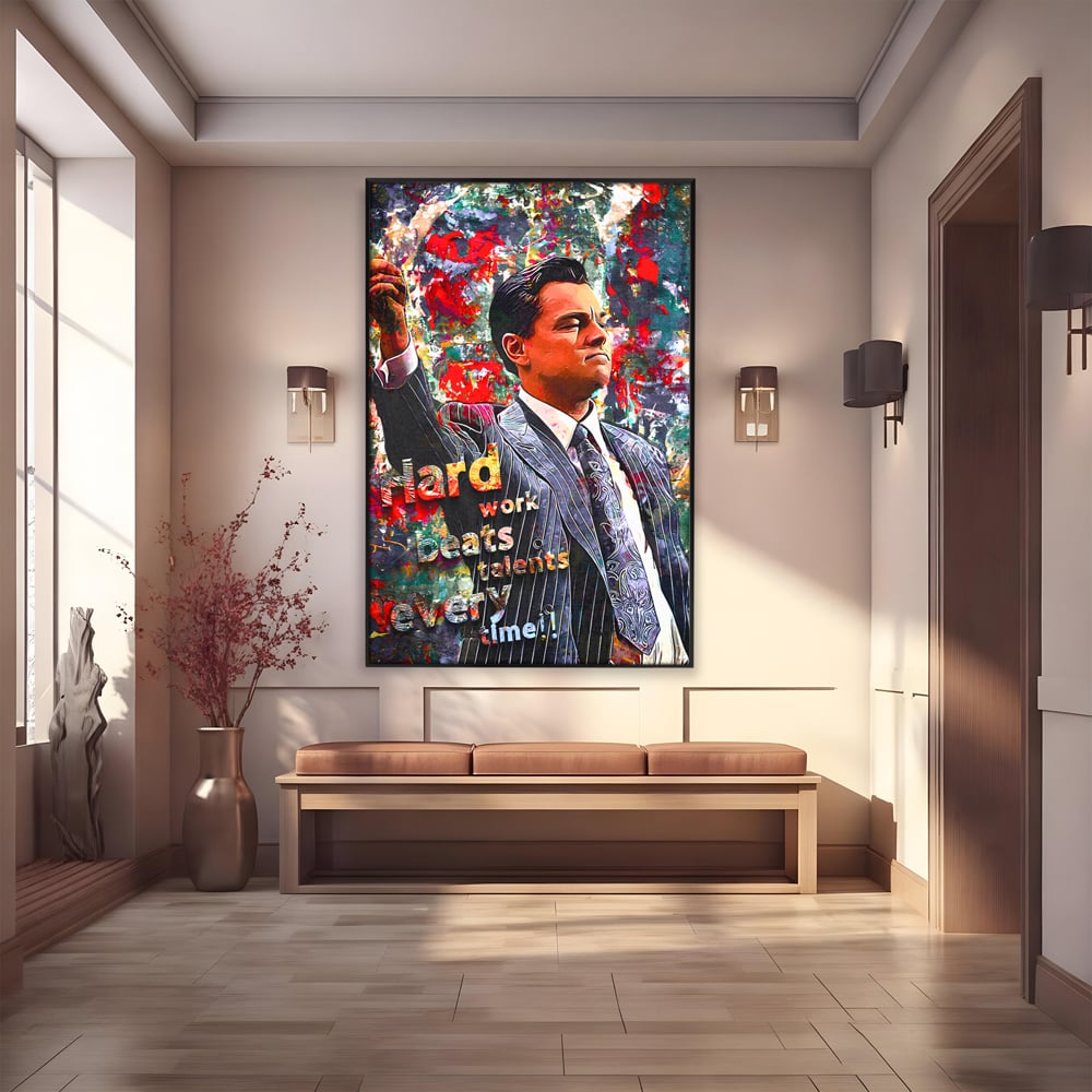 Tablou Canvas Premium LuxCanva® B1055, The Wolf of Wall Street , Decorativ, Living, Film, Bursa, Oscar, DiCaprio, Motivational, Culori Vibrante