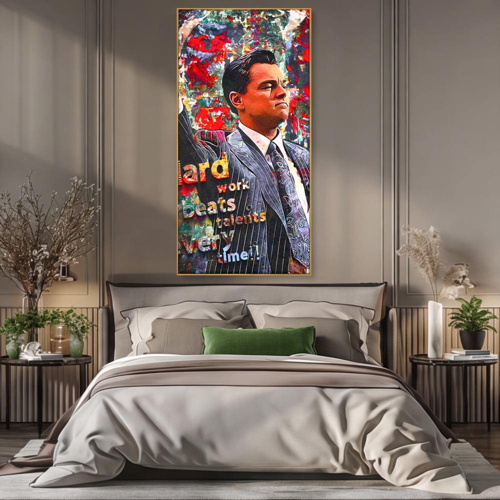 Tablou Canvas Premium LuxCanva® B1055, The Wolf of Wall Street , Decorativ, Living, Film, Bursa, Oscar, DiCaprio, Motivational, Culori Vibrante
