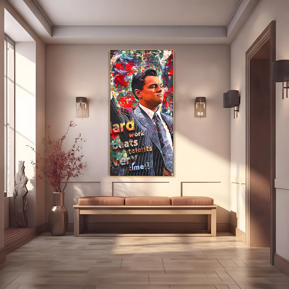 Tablou Canvas Premium LuxCanva® B1055, The Wolf of Wall Street , Decorativ, Living, Film, Bursa, Oscar, DiCaprio, Motivational, Culori Vibrante