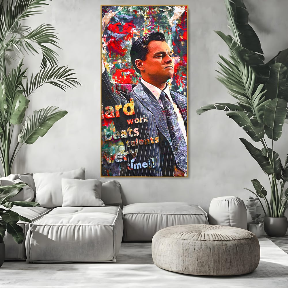 Tablou Canvas Premium LuxCanva® B1055, The Wolf of Wall Street , Decorativ, Living, Film, Bursa, Oscar, DiCaprio, Motivational, Culori Vibrante