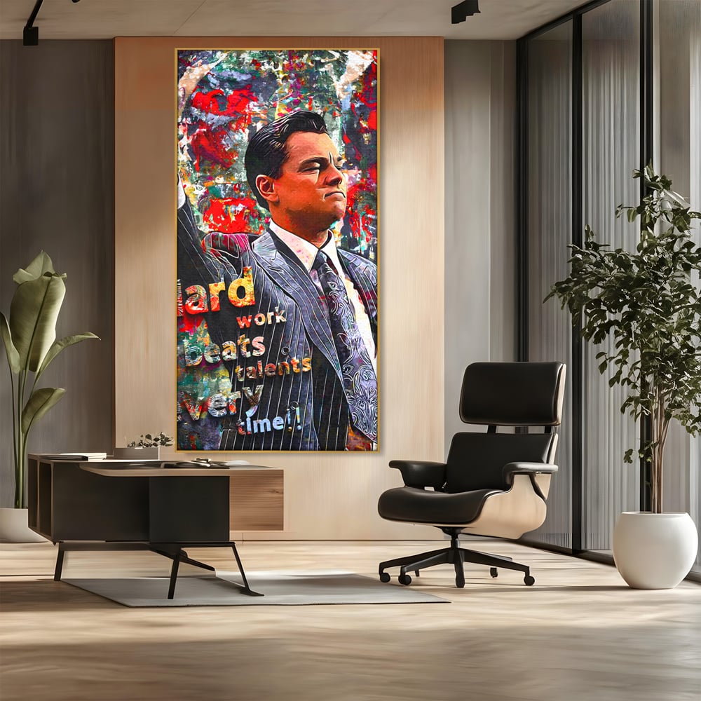 Tablou Canvas Premium LuxCanva® B1055, The Wolf of Wall Street , Decorativ, Living, Film, Bursa, Oscar, DiCaprio, Motivational, Culori Vibrante