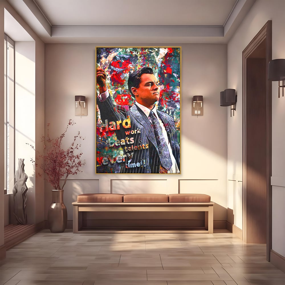 Tablou Canvas Premium LuxCanva® B1055, The Wolf of Wall Street , Decorativ, Living, Film, Bursa, Oscar, DiCaprio, Motivational, Culori Vibrante