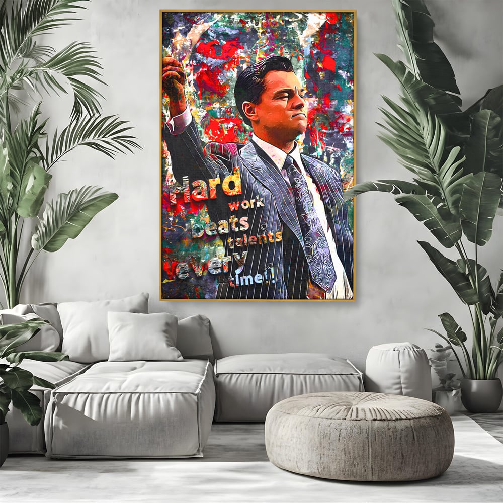 Tablou Canvas Premium LuxCanva® B1055, The Wolf of Wall Street , Decorativ, Living, Film, Bursa, Oscar, DiCaprio, Motivational, Culori Vibrante
