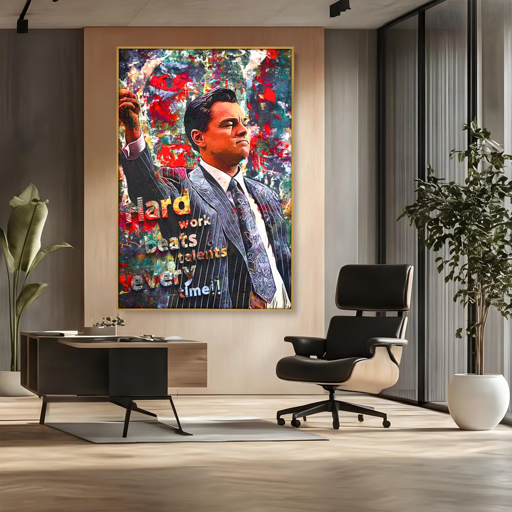 Tablou Canvas Premium LuxCanva® B1055, The Wolf of Wall Street , Decorativ, Living, Film, Bursa, Oscar, DiCaprio, Motivational, Culori Vibrante