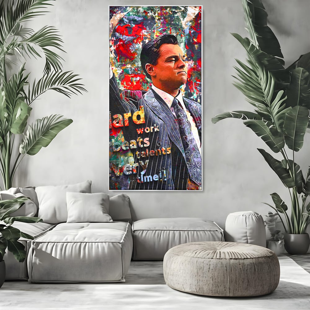 Tablou Canvas Premium LuxCanva® B1055, The Wolf of Wall Street , Decorativ, Living, Film, Bursa, Oscar, DiCaprio, Motivational, Culori Vibrante