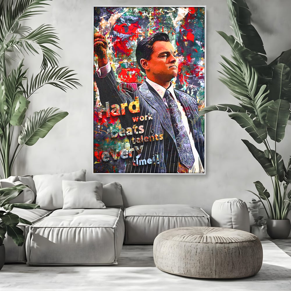 Tablou Canvas Premium LuxCanva® B1055, The Wolf of Wall Street , Decorativ, Living, Film, Bursa, Oscar, DiCaprio, Motivational, Culori Vibrante