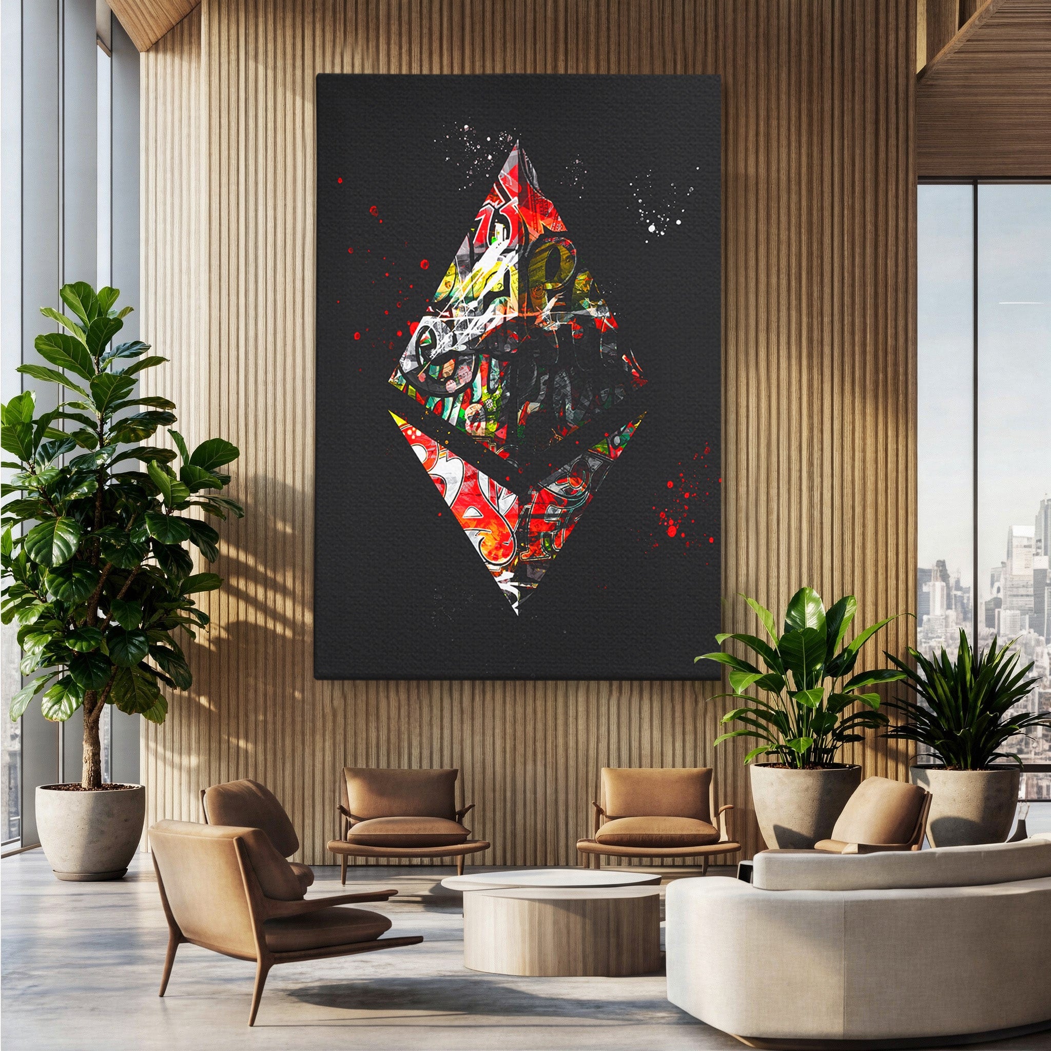 Tablou Canvas Premium LuxCanva® B1056, Geometrie Urbana Abstracta, Geometrie, Abstract, Urban, Living, Birou, Culori Vibrante