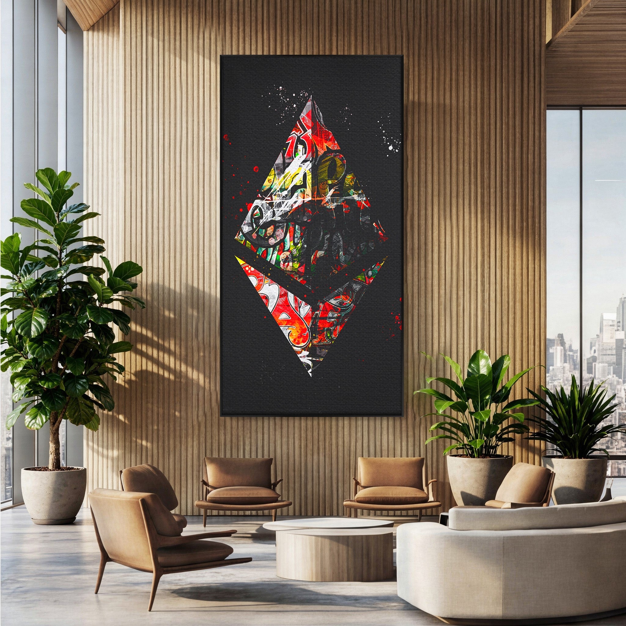 Tablou Canvas Premium LuxCanva® B1056, Geometrie Urbana Abstracta, Geometrie, Abstract, Urban, Living, Birou, Culori Vibrante