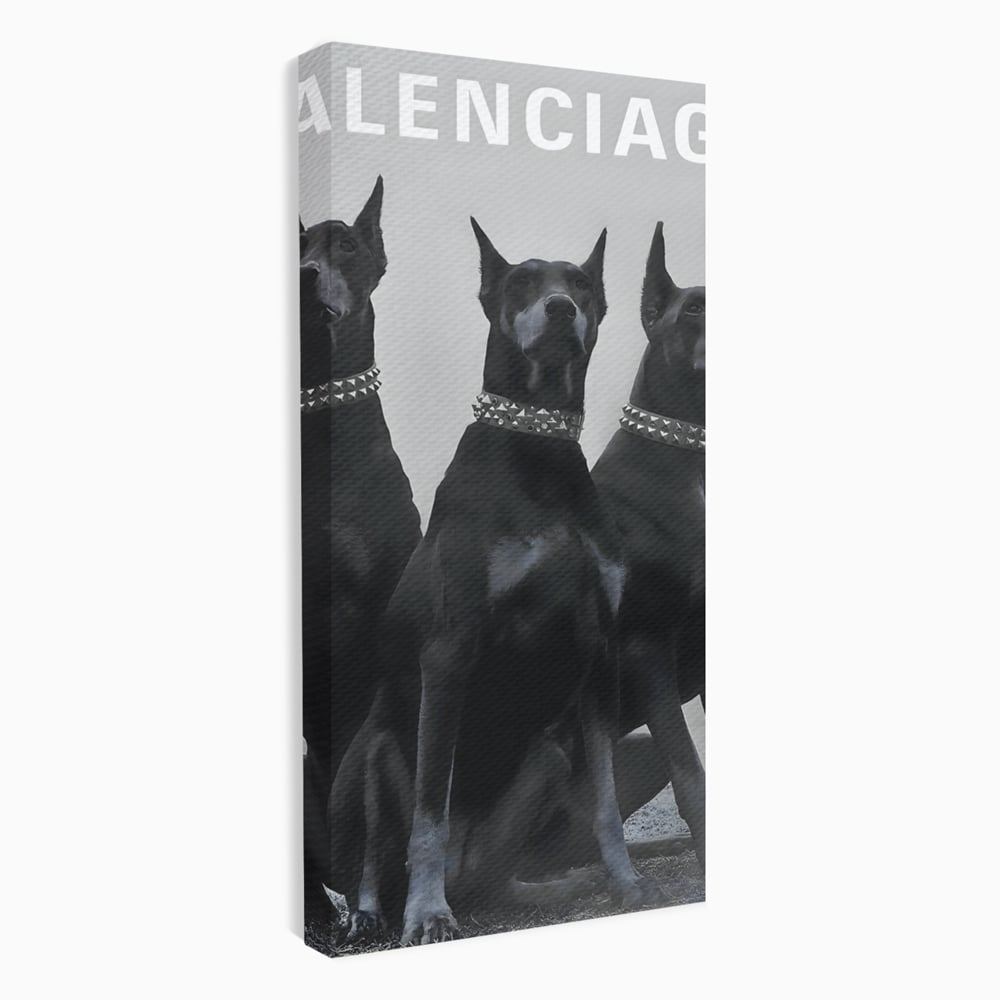 Tablou Canvas Premium, LuxCanva® B1058, Balenciaga Doberman, Decorativ, Birou, Lux, Brand, Salon, Caini, Alb si Negru