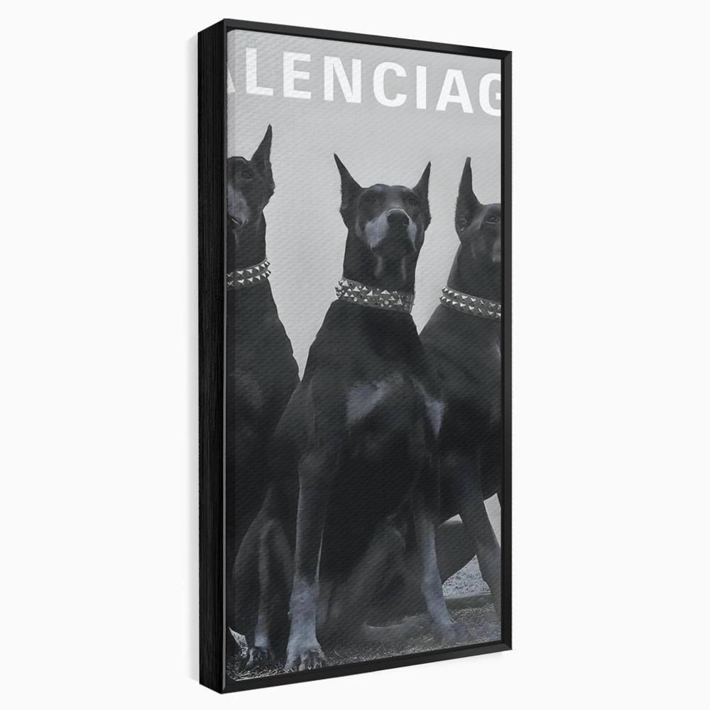 Tablou Canvas Premium, LuxCanva® B1058, Balenciaga Doberman, Decorativ, Birou, Lux, Brand, Salon, Caini, Alb si Negru