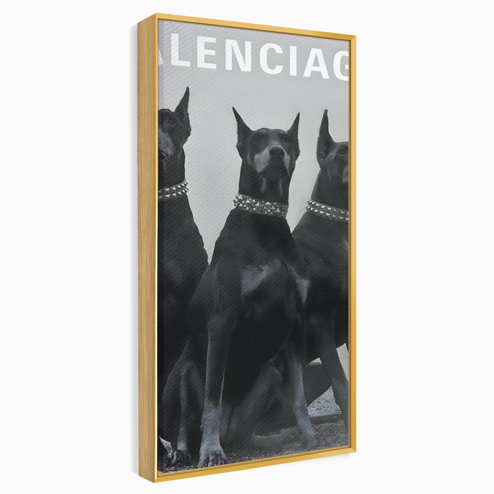 Tablou Canvas Premium, LuxCanva® B1058, Balenciaga Doberman, Decorativ, Birou, Lux, Brand, Salon, Caini, Alb si Negru