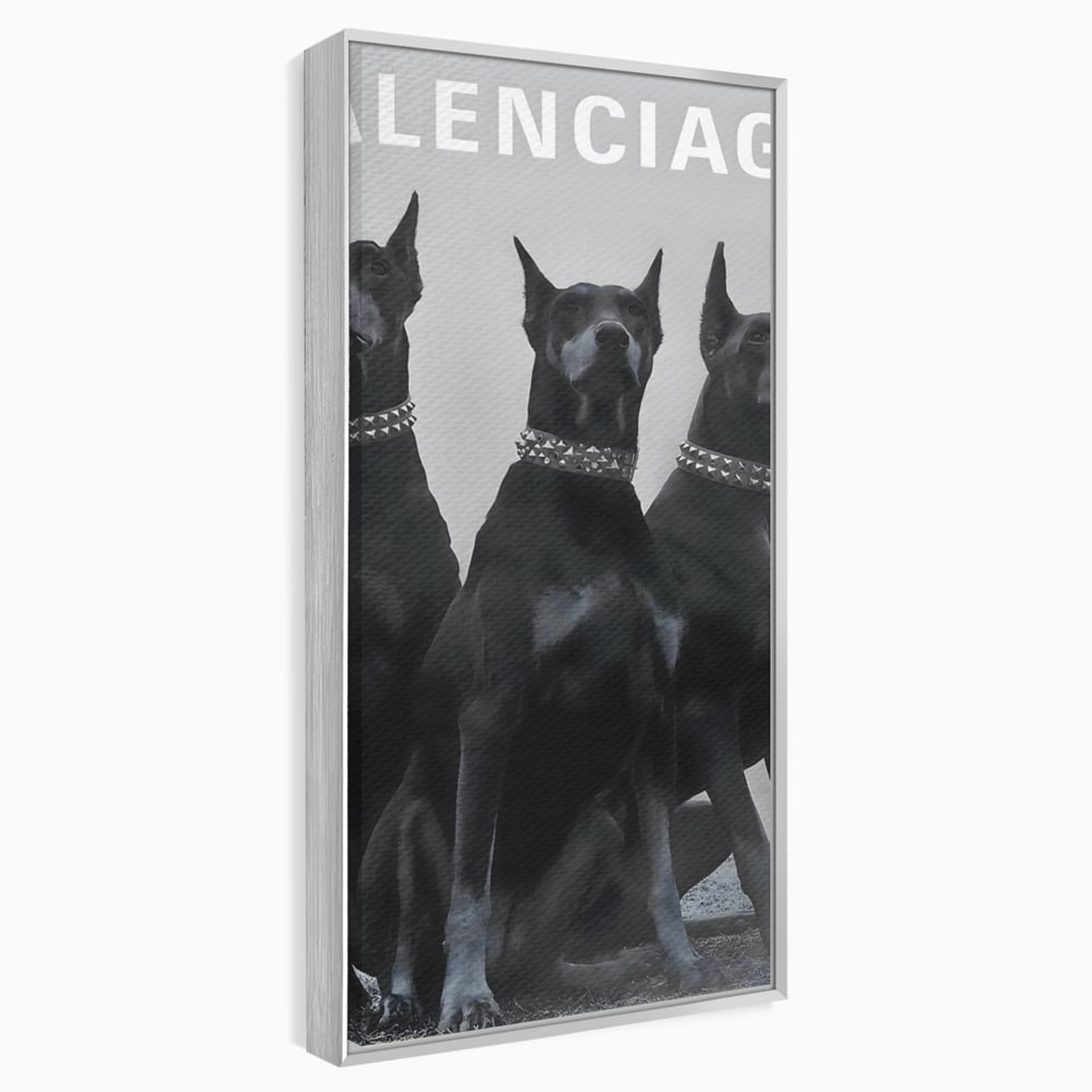 Tablou Canvas Premium, LuxCanva® B1058, Balenciaga Doberman, Decorativ, Birou, Lux, Brand, Salon, Caini, Alb si Negru