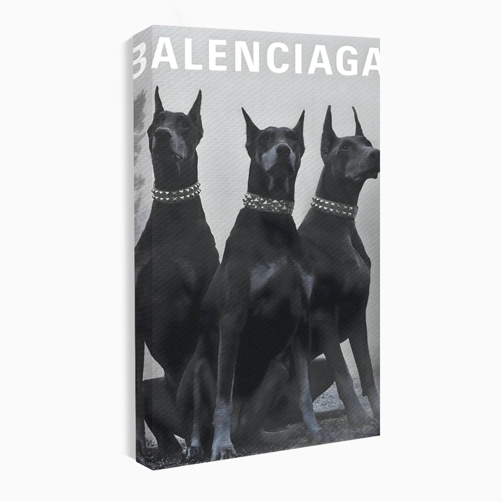 Tablou Canvas Premium, LuxCanva® B1058, Balenciaga Doberman, Decorativ, Birou, Lux, Brand, Salon, Caini, Alb si Negru