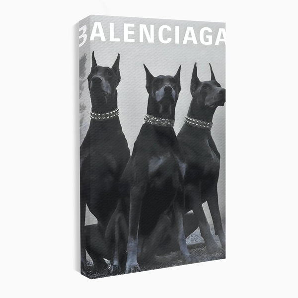 Tablou Canvas Premium, LuxCanva® B1058, Balenciaga Doberman, Decorativ, Birou, Lux, Brand, Salon, Caini, Alb si Negru