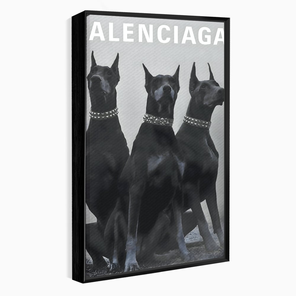Tablou Canvas Premium, LuxCanva® B1058, Balenciaga Doberman, Decorativ, Birou, Lux, Brand, Salon, Caini, Alb si Negru