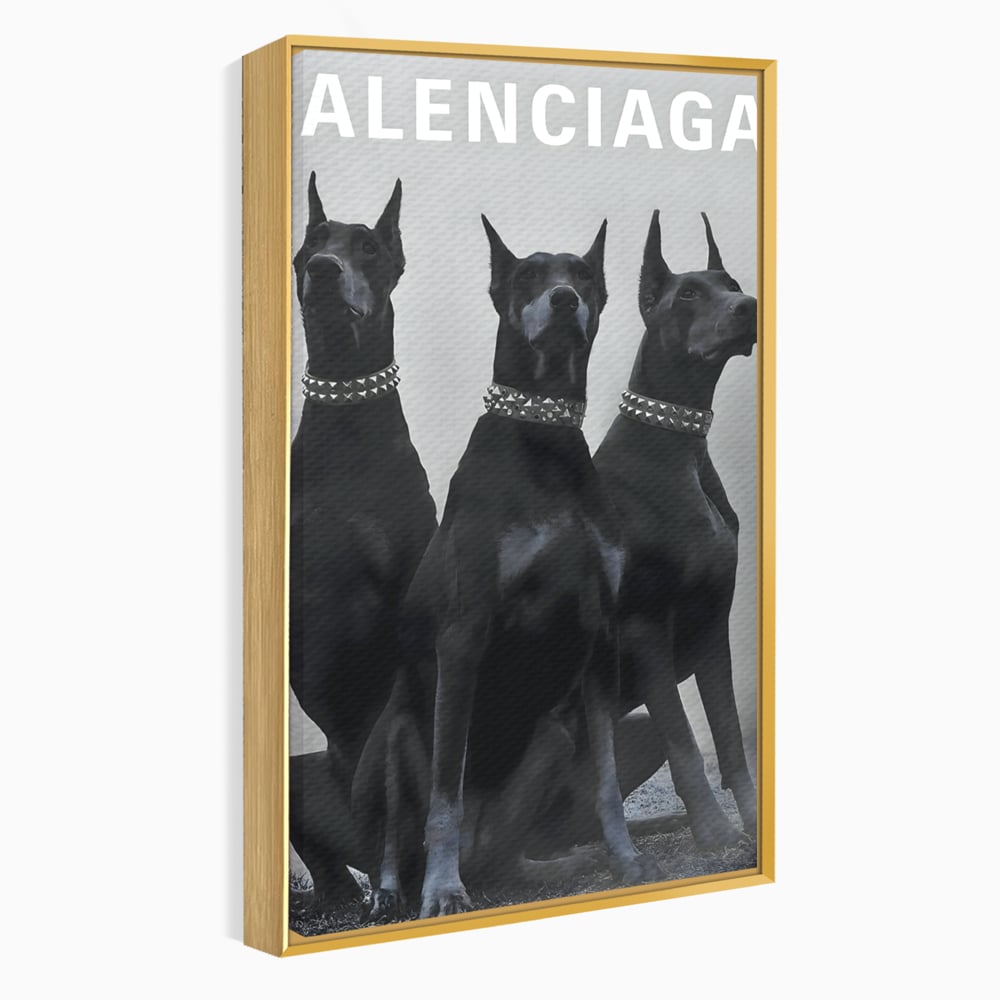 Tablou Canvas Premium, LuxCanva® B1058, Balenciaga Doberman, Decorativ, Birou, Lux, Brand, Salon, Caini, Alb si Negru
