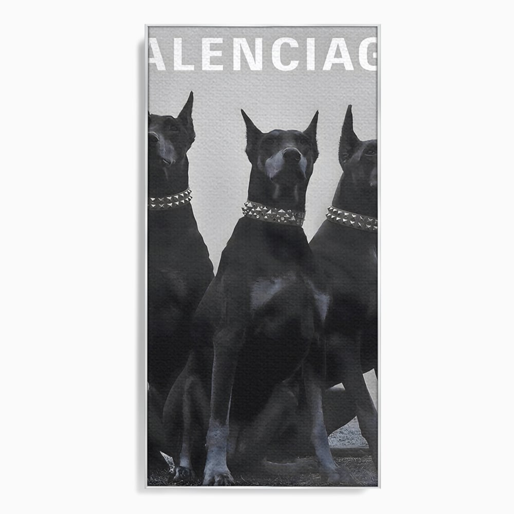 Tablou Canvas Premium, LuxCanva® B1058, Balenciaga Doberman, Decorativ, Birou, Lux, Brand, Salon, Caini, Alb si Negru