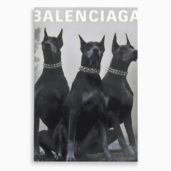 Tablou Canvas Premium, LuxCanva® B1058, Balenciaga Doberman, Decorativ, Birou, Lux, Brand, Salon, Caini, Alb si Negru