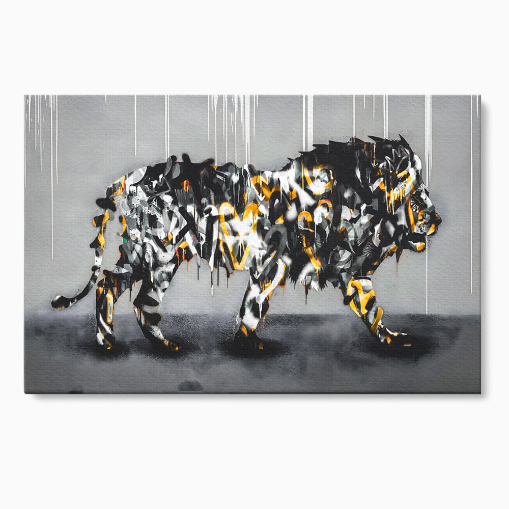 Tablou Canvas Premium LuxCanva® B1063, Graffiti Lion , Decorativ, Living, Leu, Dormitor, Putere, Savana, Colorat