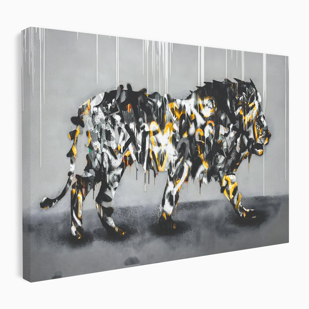Tablou Canvas Premium LuxCanva® B1063, Graffiti Lion , Decorativ, Living, Leu, Dormitor, Putere, Savana, Colorat
