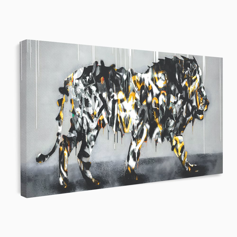 Tablou Canvas Premium LuxCanva® B1063, Graffiti Lion , Decorativ, Living, Leu, Dormitor, Putere, Savana, Colorat