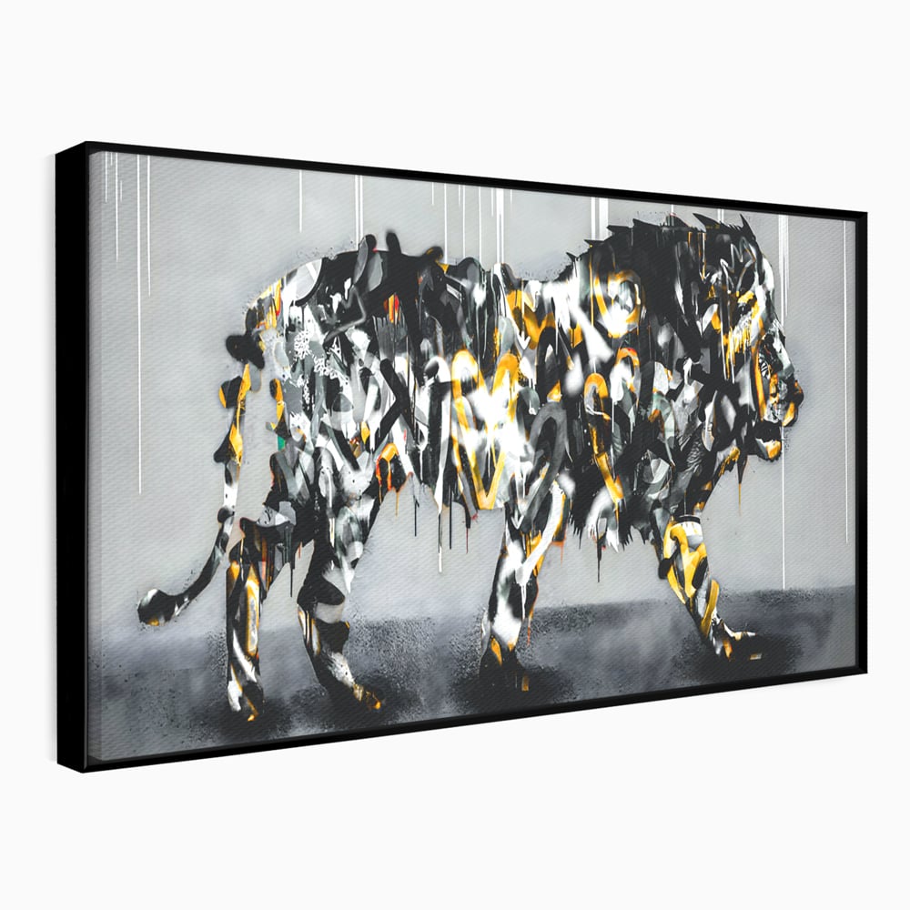 Tablou Canvas Premium LuxCanva® B1063, Graffiti Lion , Decorativ, Living, Leu, Dormitor, Putere, Savana, Colorat