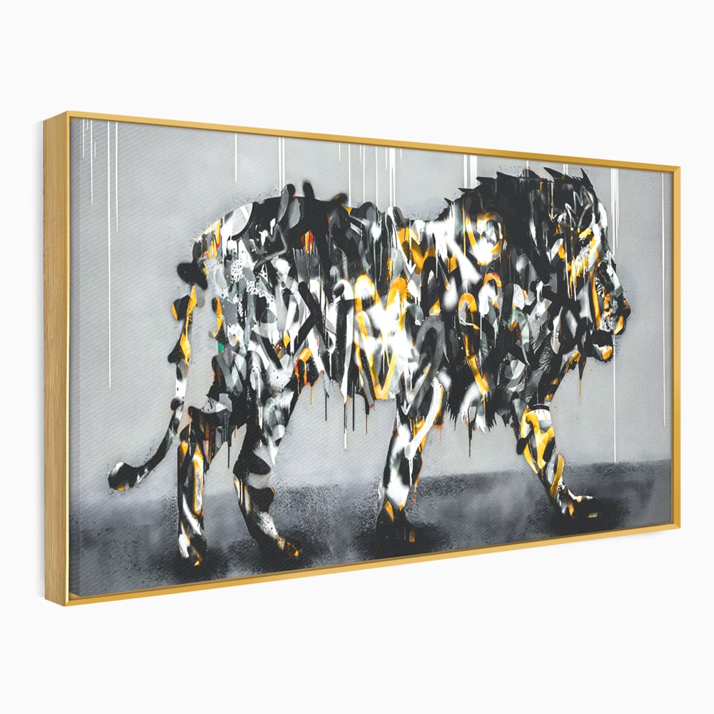 Tablou Canvas Premium LuxCanva® B1063, Graffiti Lion , Decorativ, Living, Leu, Dormitor, Putere, Savana, Colorat