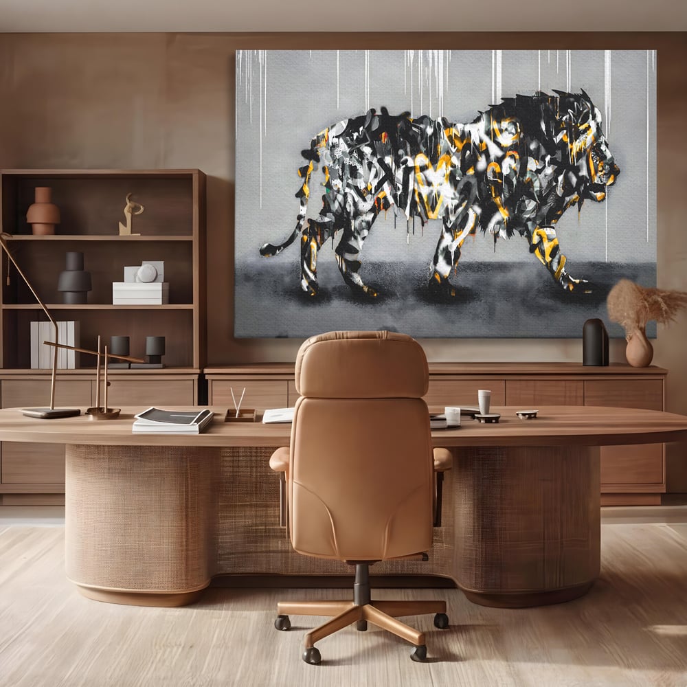 Tablou Canvas Premium LuxCanva® B1063, Graffiti Lion , Decorativ, Living, Leu, Dormitor, Putere, Savana, Colorat