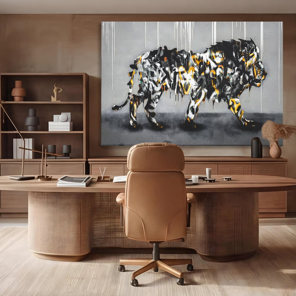 Tablou Canvas Premium LuxCanva® B1063, Graffiti Lion , Decorativ, Living, Leu, Dormitor, Putere, Savana, Colorat