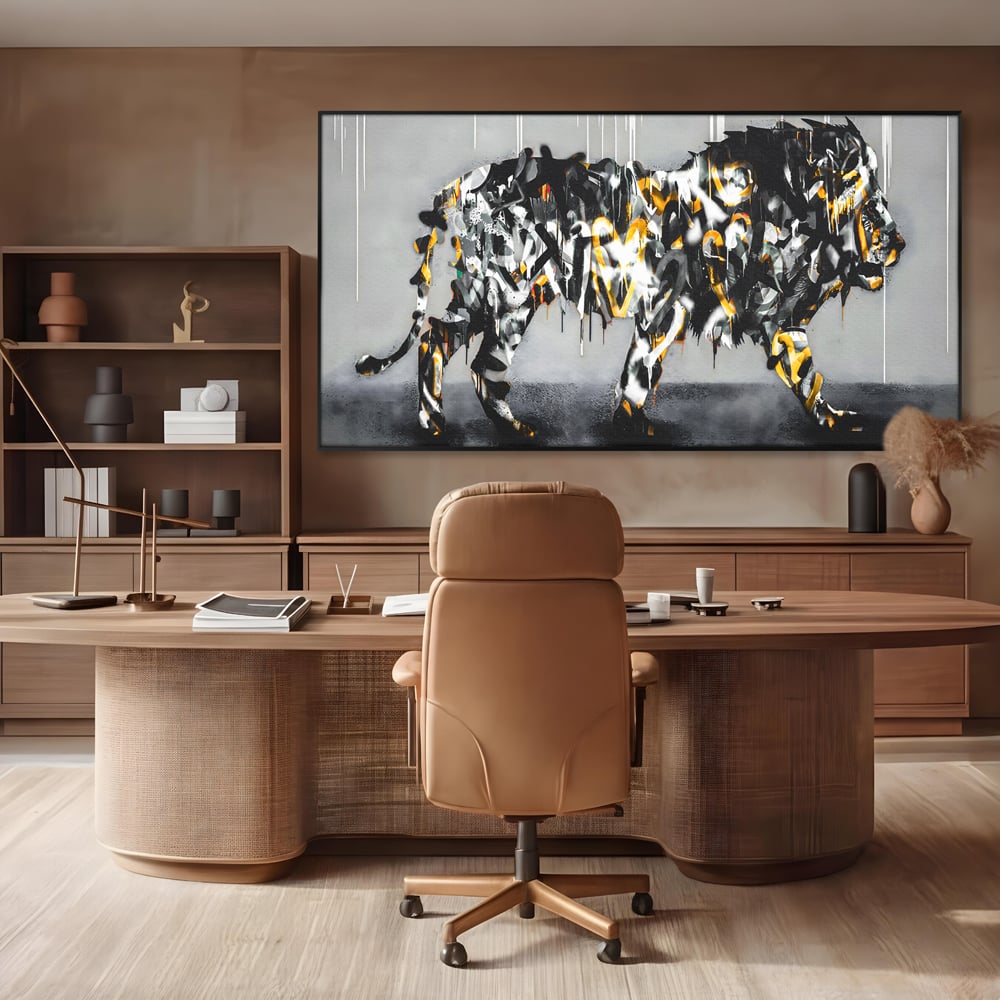 Tablou Canvas Premium LuxCanva® B1063, Graffiti Lion , Decorativ, Living, Leu, Dormitor, Putere, Savana, Colorat
