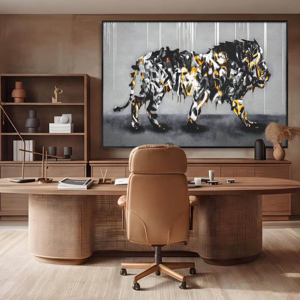 Tablou Canvas Premium LuxCanva® B1063, Graffiti Lion , Decorativ, Living, Leu, Dormitor, Putere, Savana, Colorat