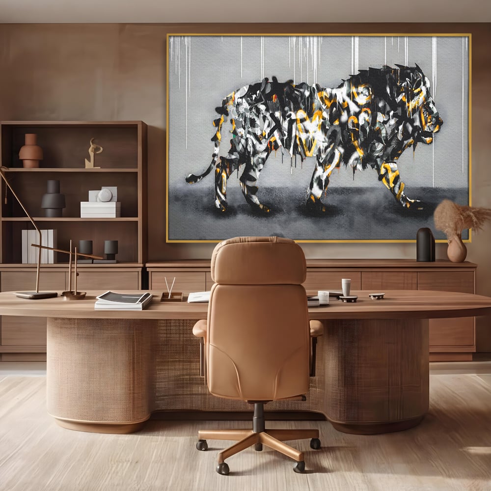 Tablou Canvas Premium LuxCanva® B1063, Graffiti Lion , Decorativ, Living, Leu, Dormitor, Putere, Savana, Colorat