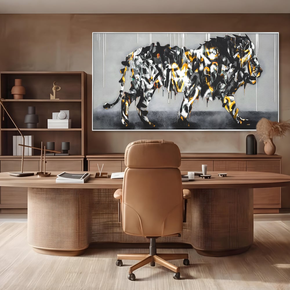 Tablou Canvas Premium LuxCanva® B1063, Graffiti Lion , Decorativ, Living, Leu, Dormitor, Putere, Savana, Colorat