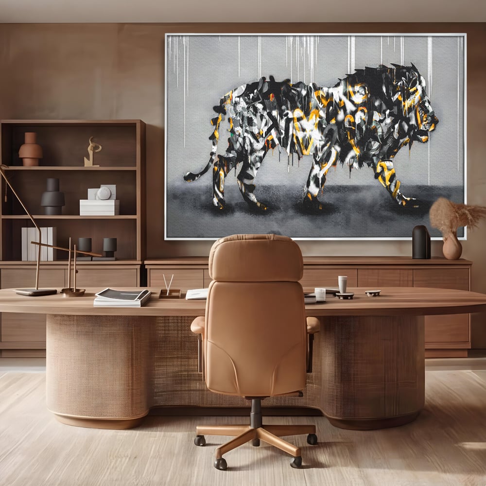 Tablou Canvas Premium LuxCanva® B1063, Graffiti Lion , Decorativ, Living, Leu, Dormitor, Putere, Savana, Colorat