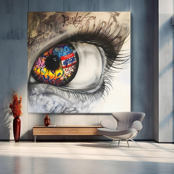 Tablou Canvas Premium LuxCanva® B1064 Funky Eye , Decorativ, Living, Ochi, Dormitor, Privire, Colorat