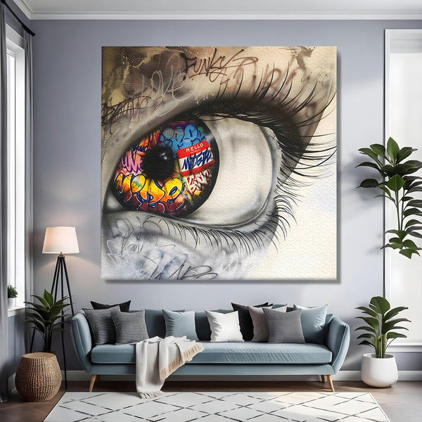 Tablou Canvas Premium LuxCanva® B1064 Funky Eye , Decorativ, Living, Ochi, Dormitor, Privire, Colorat