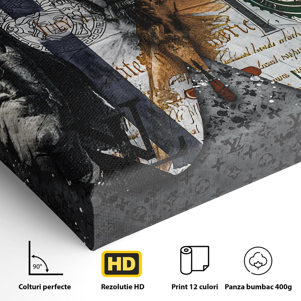 Tablou Canvas Premium LuxCanva® B1066, Fancy Butterfly , Decorativ, Fluture, Living, Fendi, Hermes, Dolar, Birou, Culori Vibrante