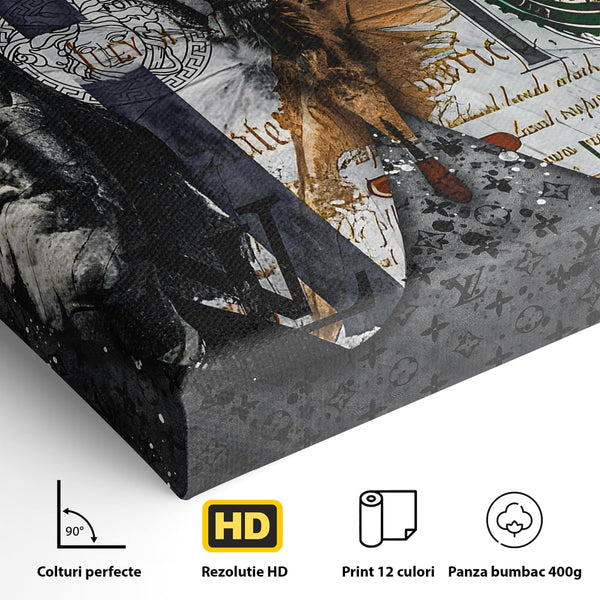 Tablou Canvas Premium LuxCanva® B1066, Fancy Butterfly , Decorativ, Fluture, Living, Fendi, Hermes, Dolar, Birou, Culori Vibrante