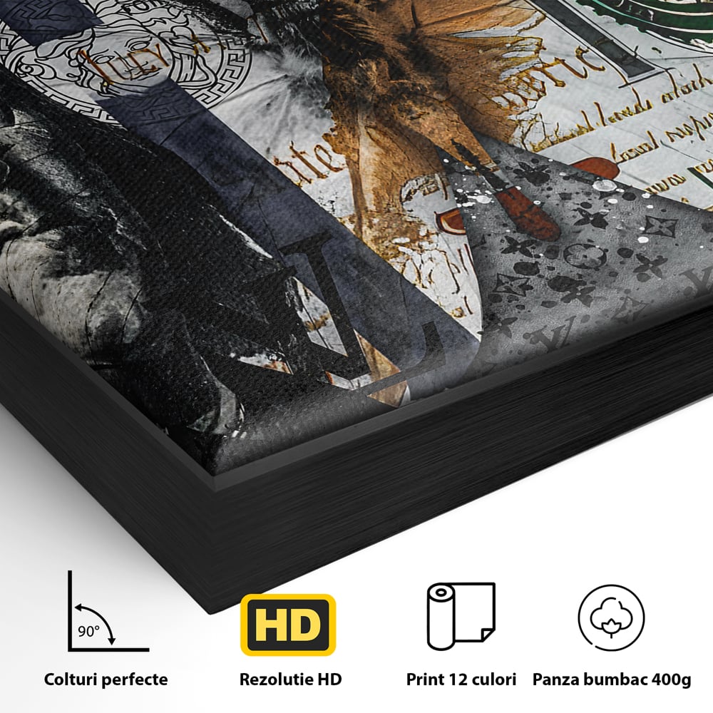 Tablou Canvas Premium LuxCanva® B1066, Fancy Butterfly , Decorativ, Fluture, Living, Fendi, Hermes, Dolar, Birou, Culori Vibrante