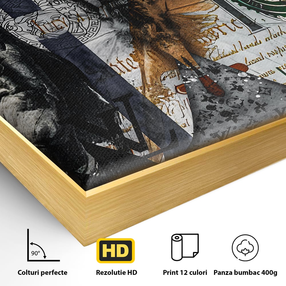 Tablou Canvas Premium LuxCanva® B1066, Fancy Butterfly , Decorativ, Fluture, Living, Fendi, Hermes, Dolar, Birou, Culori Vibrante